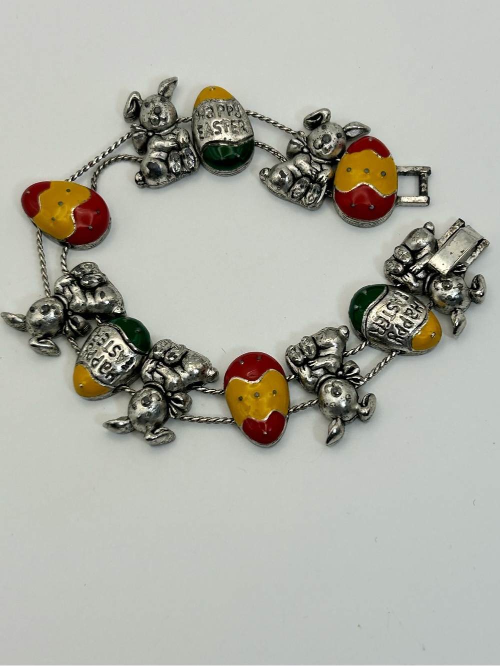 Easter Charm Bracelet Double Chain Slide 7.5”